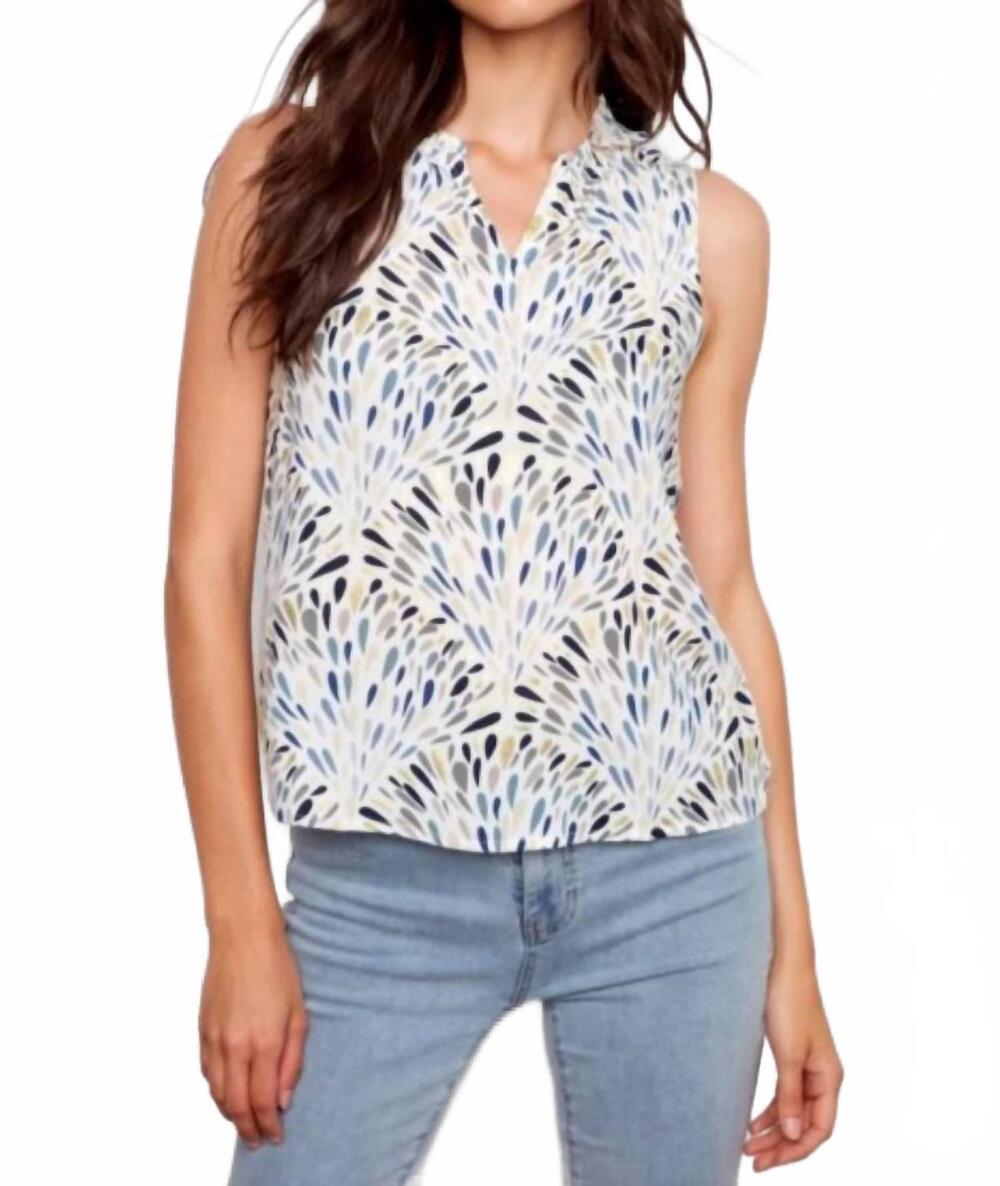 NEW CHARLIE B ruffle neck top in zephyr